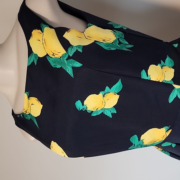Eva Mendes navy blue sleeveless dress with yellow lemons-0 - Picture 2 of 8